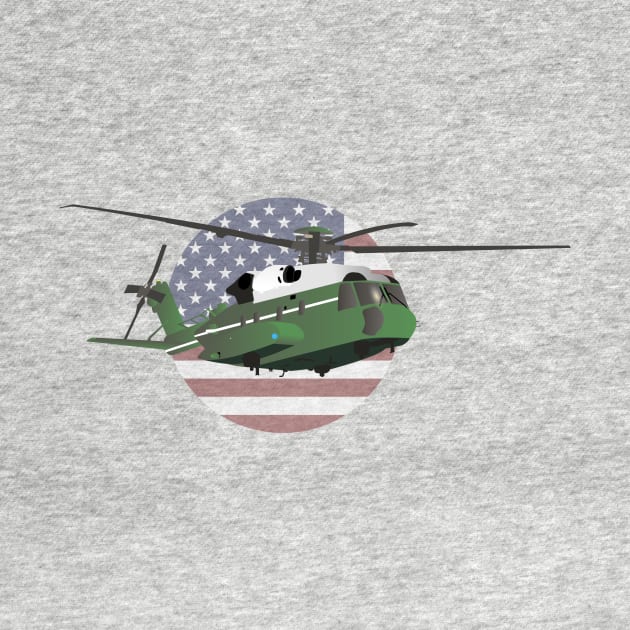 Green American Helicopter with Flag by NorseTech